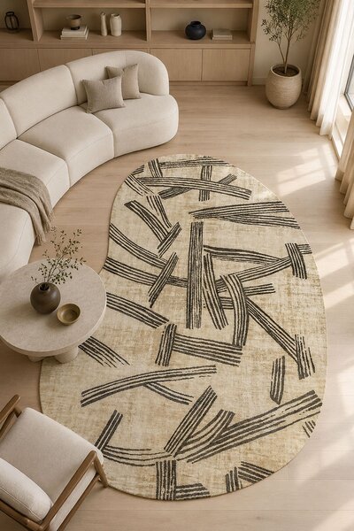 Килим Kanji Slate джапанди форма бъбрек - 170/235