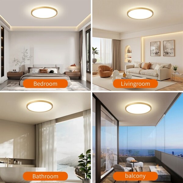 Brilagi - LED осветително тяло за баня ULTRA SLIM LED/24W/230V Ø 42 см златисто IP54