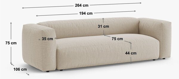 Тъмносин кадифен сгъваем модулен диван 264 cm Martina – Micadoni