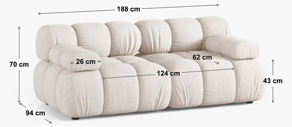Бежов кадифен модулен диван 188 cm Bellis – Micadoni
