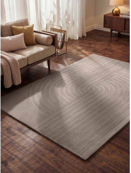 Светлосив ръчно изработен вълнен килим 80x150 cm Arcura – Vikosa