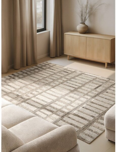 Кремав ръчно изработен вълнен килим 120x180 cm Boho 1.0 Linara – Vikosa