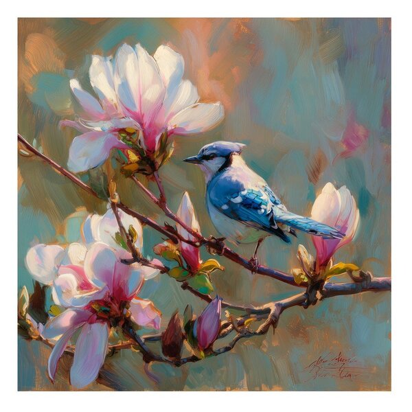 Печатна върху платно картина 32x32 cm Bluejay & Blossom – Styler