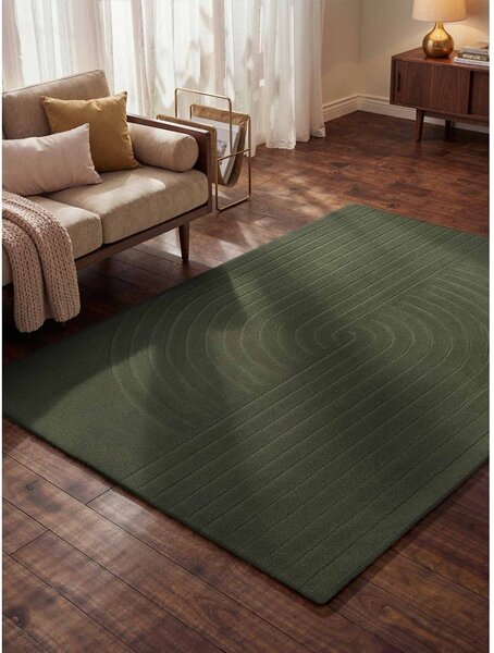 Тъмнозелен ръчно изработен вълнен килим 160x230 cm Arcura – Vikosa