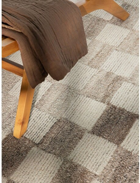 Кремав ръчно изработен вълнен килим 120x180 cm Boho 1.0 Quadra – Vikosa