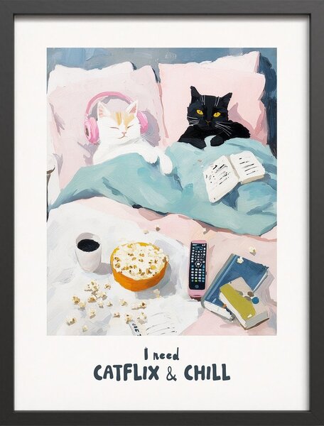 Печатна картина с включена рамка 30x40 cm Catflix – Styler