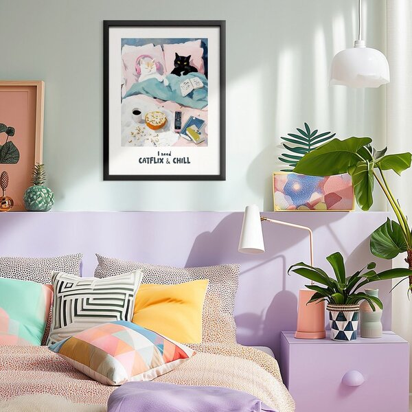 Печатна картина с включена рамка 30x40 cm Catflix – Styler