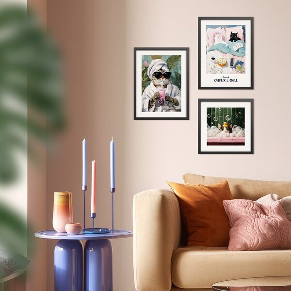 Печатна картина с включена рамка 30x40 cm Catflix – Styler