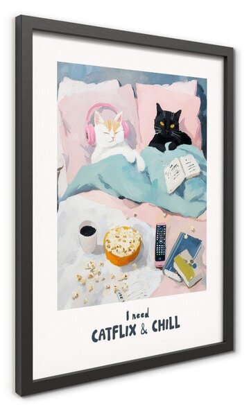 Печатна картина с включена рамка 30x40 cm Catflix – Styler