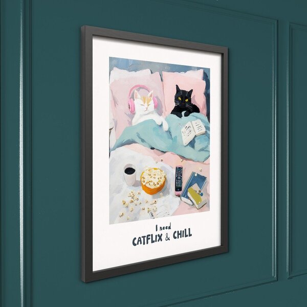 Печатна картина с включена рамка 30x40 cm Catflix – Styler