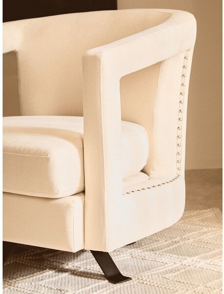 Бежово въртящо се кадифено кресло Hestia – Premier Housewares