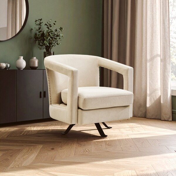 Бежово въртящо се кадифено кресло Hestia – Premier Housewares