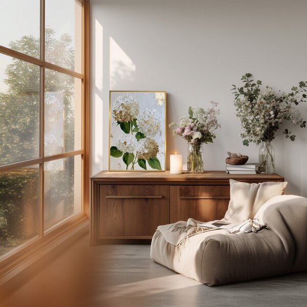 Печатна картина с включена рамка 60x90 cm Hydrangea – Styler