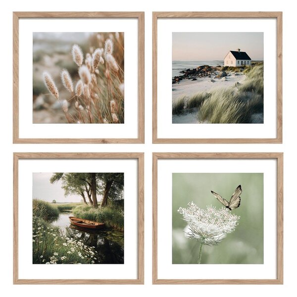 Печатни картини в комплект 4 бр. с включена рамка 30x30 cm Subtle Nature – Styler