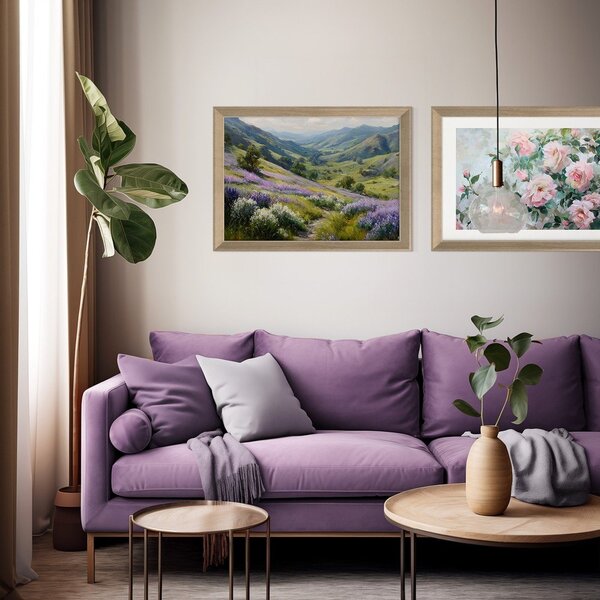 Печатна картина с включена рамка 75x56 cm Violet Hills – Styler
