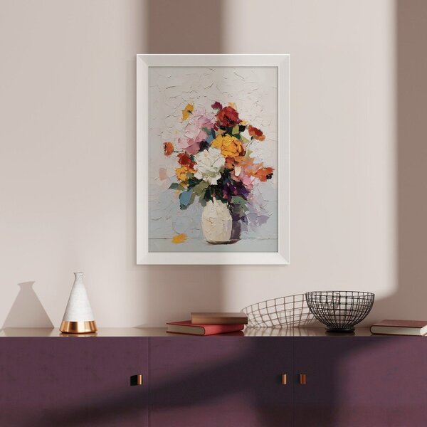 Печатна картина с включена рамка 56x75 cm White Vase – Styler