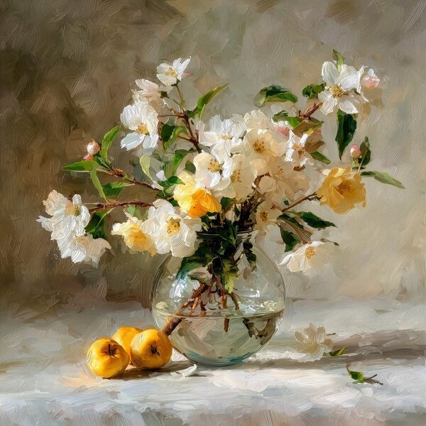 Печатна картина с включена рамка 70x70 cm Apple Flowers – Styler