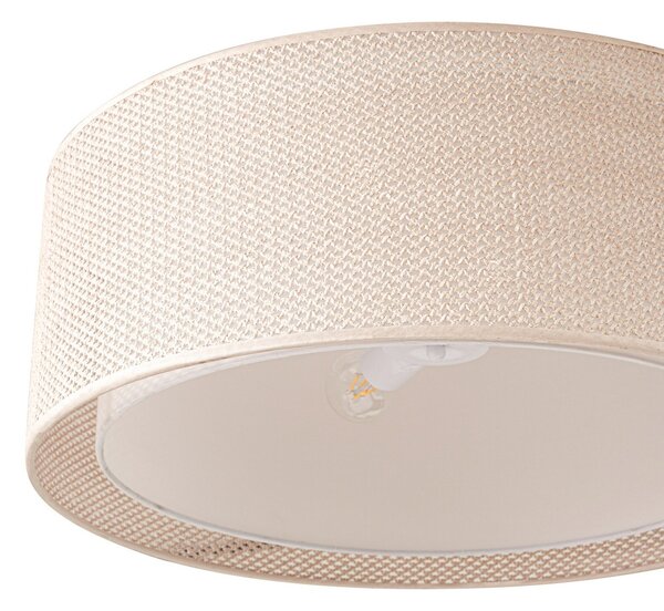 Lindby Таванска лампа Soula, Ø 60 cm, бежова, пластмаса, E27, Затъмняване, Бежов, Дневна/трапезария, Пластмаса, Къща в провинцията / Рустик