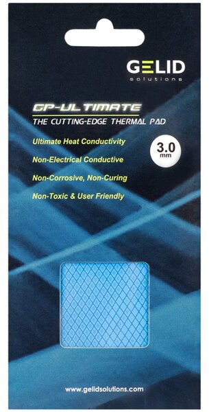 GELID GP-ULTIMATE 90 x 50 THERMAL PAD, Single Pack (1pc included): 3 mm, Density (g/cm3): 3.2, Size (mm): 90 x 50, Thermal Conductivity (W/mK): 15