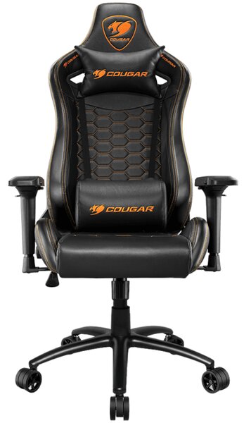 COUGAR OUTRIDER S Black, Gaming Chair, Body-embracing High Back Design, Premium PVC Leather, Head and Lumbar Pillow, 180º Reclining, Full Steel Frame, 4D Adjustable Armrest, Class 4 Gas Lift Cylinder