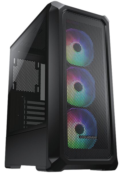 COUGAR Archon 2 Mesh RGB (Black), Mid Tower, 3x 120 ARGB Fans, RGB Button, 3mm Tempered Glass, Mini ITX / Micro ATX / ATX, USB 3.0 x 2, USB 2.0 x 1, Mic x 1 / Audio x 1