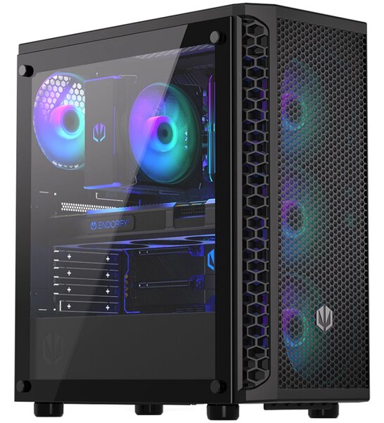 Endorfy Signum 300 ARGB, Mid-Tower, ATX/mATX/mITX, 2x USB-A (3.1 GEN 1), 1x Audio/1x Mic, 4x STRATUS 120 PWM ARGB fans, ARGB Controller, Tempered Glass, Mesh Front Panel, 413×216×447mm, 3 Year Warranty