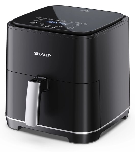 Уред за здравословно готвене Sharp AF-GS552AE-B Air Fryer, 5.5L Frying Basket, 1650 W, Digital Programme Control, 8 Pre-set Programmes, Pre-heat, Reheat, Keep warm, Cook from frozen, Black