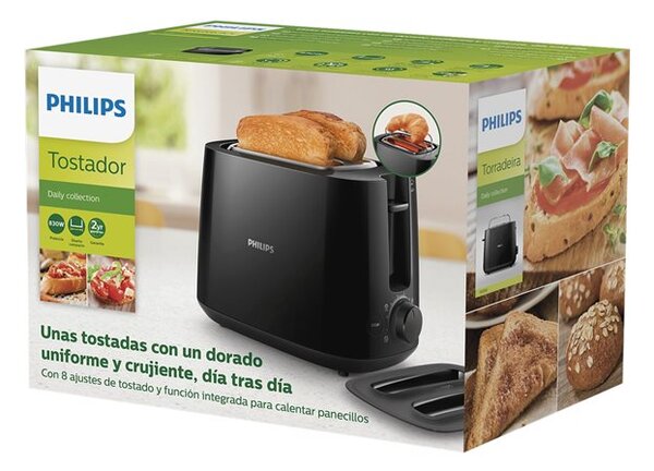 PHILIPS Daily Collection Toaster 8 settings Integrated bun warming rack Compact design