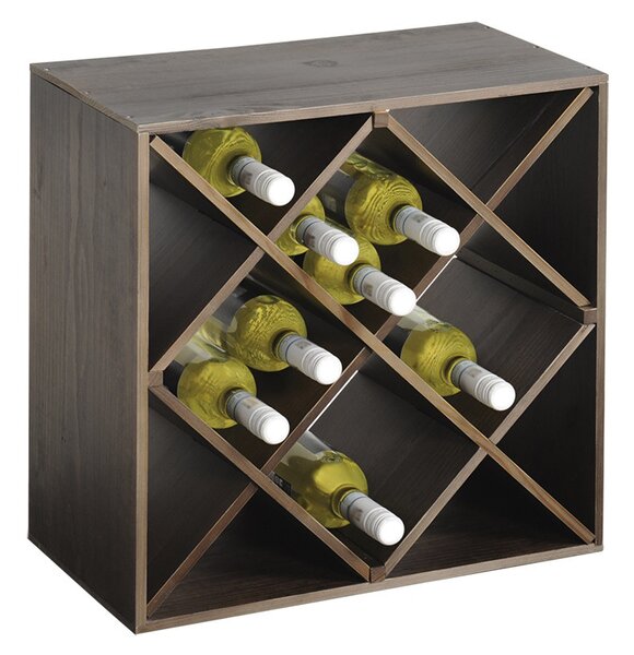 Рафт за съхранение на вино Kesper 69244, 50x50x25 см, 12 отделения, За до 20 бутилки, Бор, Кафяв