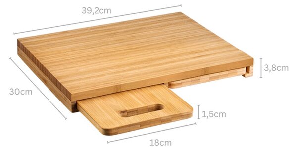 Комплект 3 бр дъски за рязане Kesper 58360, Бамбук, Отделение за съхранение, 39.2x30 см, Кафяв
