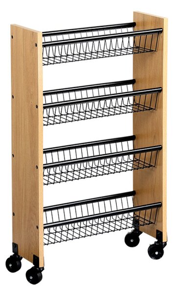 Кухненска количка Kesper 27843, 4 рафта, 4 подвижни колела, ПДЧ/Метал, Кафяв/Черен