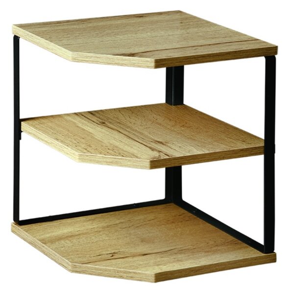 Ъглова етажерка Kesper 27833, MDF, 3 нива, 28х26 см, До 10 кг, Черен/дървесен
