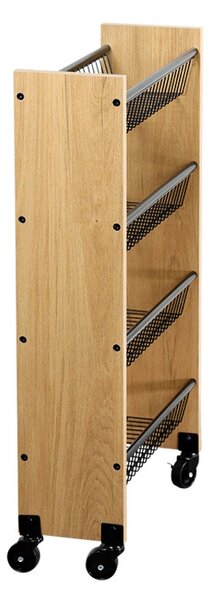Кухненска количка Kesper 27843, 4 рафта, 4 подвижни колела, ПДЧ/Метал, Кафяв/Черен