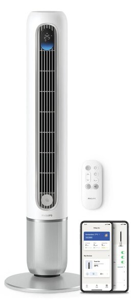 Смарт вентилатор Philips CX7550/00, 30W, 12 скорости, таймер, автоматичен режим, управление с гласови асистенти Google и Alexa, Wi-Fi, бял