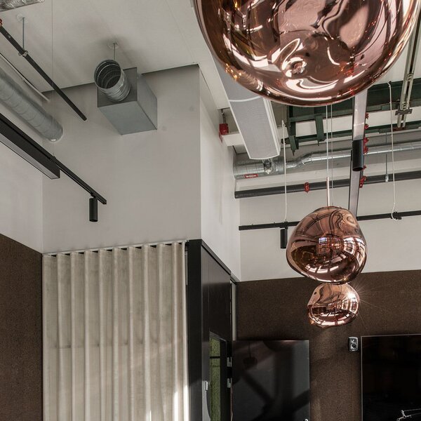 Tom Dixon LED висяща лампа Melt, Ø 50 cm, медна, пластмаса, Затъмняване, Мед, спалня, Пластмаса, Дизайн