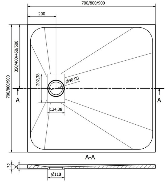 Mexen Hugo квадратен душ корито SMC 80 x 80 см, сив - 42618080