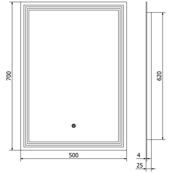 Mexen Taco осветено банско огледало 50 x 70 см, LED 6000K, анти-мъгла - 9805-050-070-611-00