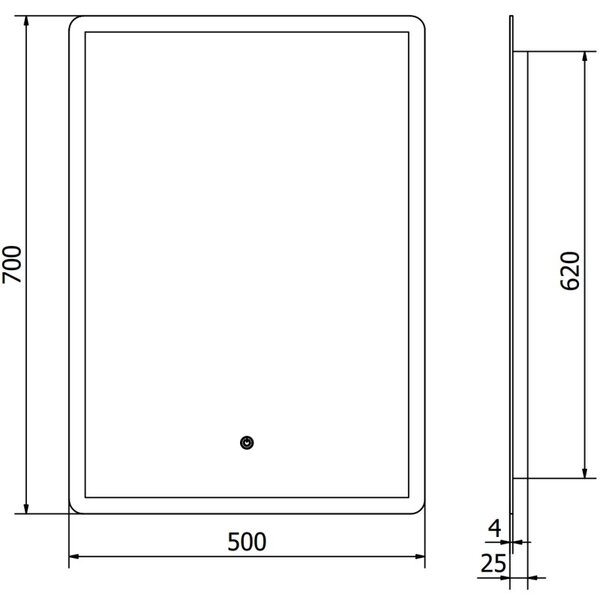 Mexen Navia осветено огледало за баня 50 x 70 см, LED 6000K, анти-мъгла - 9803-050-070-611-00