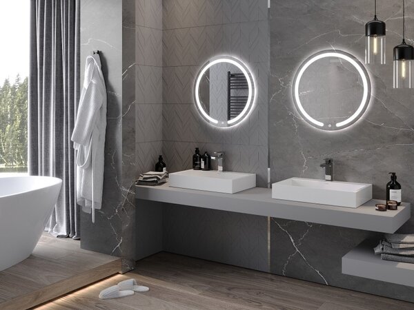 Mexen Rose LED осветлено кръгло банско огледало, 60 см, 6000K, против конденз