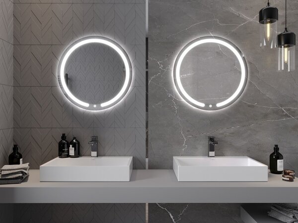 Mexen Rose LED осветлено кръгло банско огледало, 60 см, 6000K, против конденз