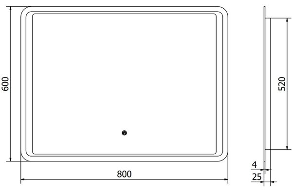 Mexen Zusa осветено огледало за баня 80 x 60 см, LED 6000K, анти-пара - 9808-080-060-611-00