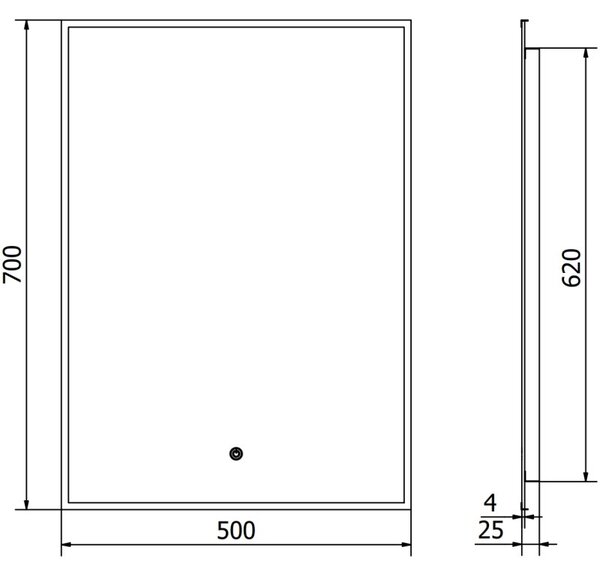 Mexen Erma осветено огледало за баня 50 x 70 см, LED 6000K, противымъгла, черна