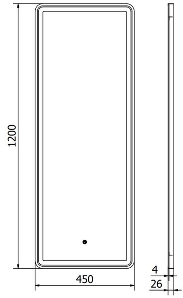 Mexen Coro осветено огледало за баня 45 x 120 см, LED 6000K, без замъгляване, черна