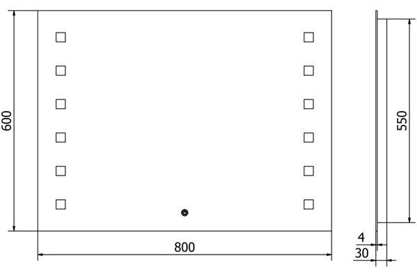 Mexen Ner осветено огледало за баня 80 x 60 см, LED 6000K, против мъгла - 9809-080-060-611-00