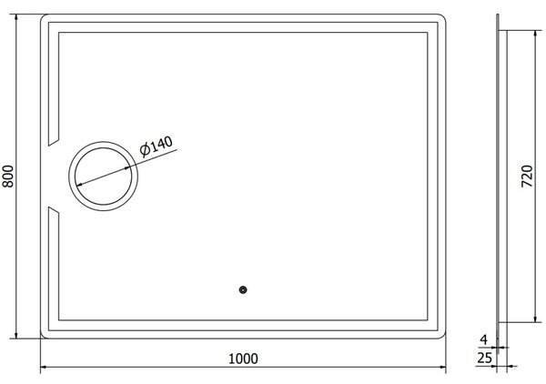 Mexen Onyx огледало за баня с подсветка с козметично огледало 100 x 80 cm, LED 6000K