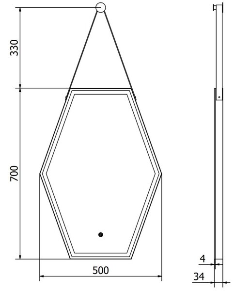 Mexen Orla Светещо огледало за баня 50 x 70 см, LED 6000K, анти-пара, черна рамка