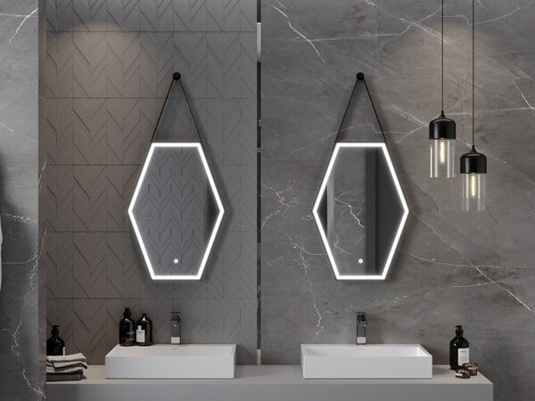 Mexen Orla Светещо огледало за баня 50 x 70 см, LED 6000K, анти-пара, черна рамка