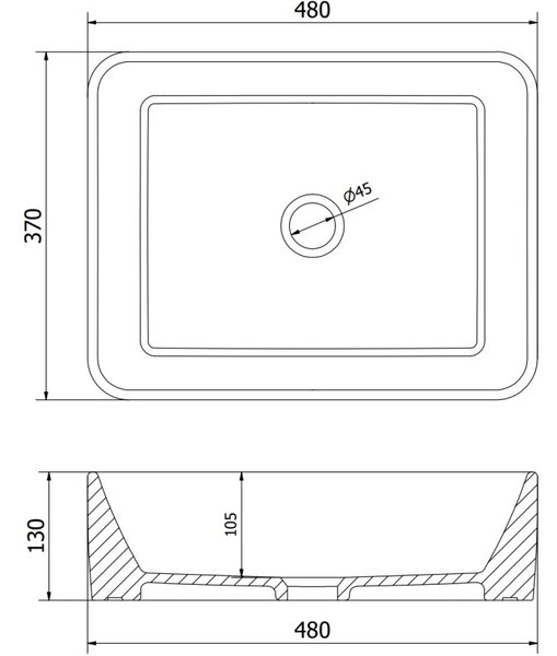 Mexen Catia мивка над плот 48 x 37 см, черна мат/златист ръб - 21314875