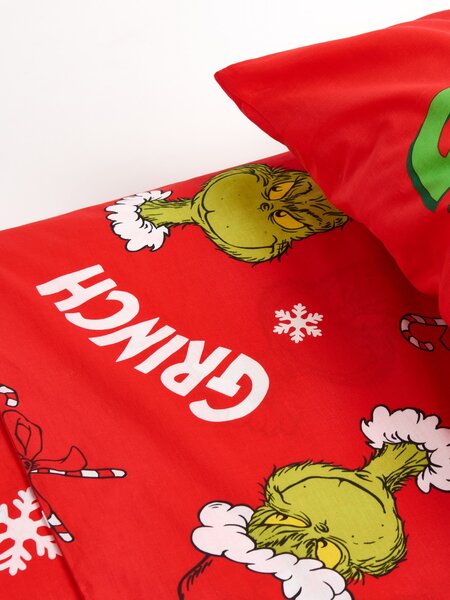 Sinsay - Памучен спален комплект с коледна декорация Grinch - червeн