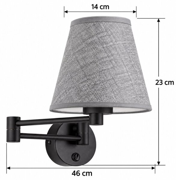 BRILAGI - Стенна лампа NUBILA 1xE27/15W/230V сива/черна